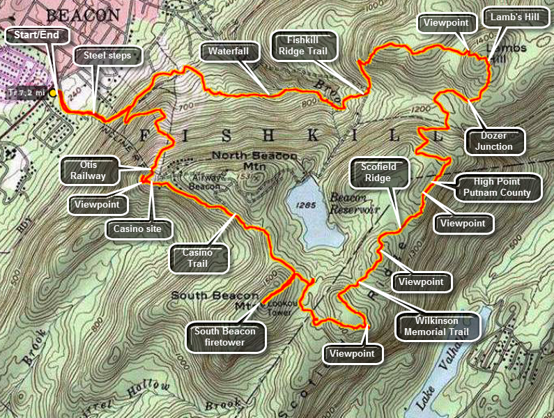 Mount Beacon Trail Map Catskill Hiker: East Hudson Trails