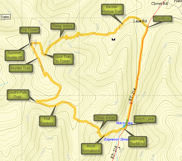 Catskill 35 peak map